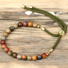 18K Gold Plated Picasso Jasper Moss String Bracelet