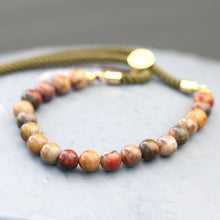 18K Gold Plated Picasso Jasper Moss String Bracelet