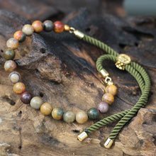 18K Gold Plated Picasso Jasper Moss String Bracelet
