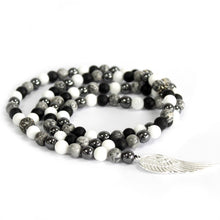 Angel Wing Grey Agate Gemstone Necklace