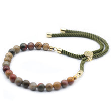 18K Gold Plated Picasso Jasper Moss String Bracelet