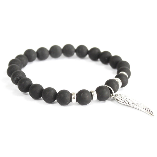 Angel Wing Black Agate Gemstone Bracelet