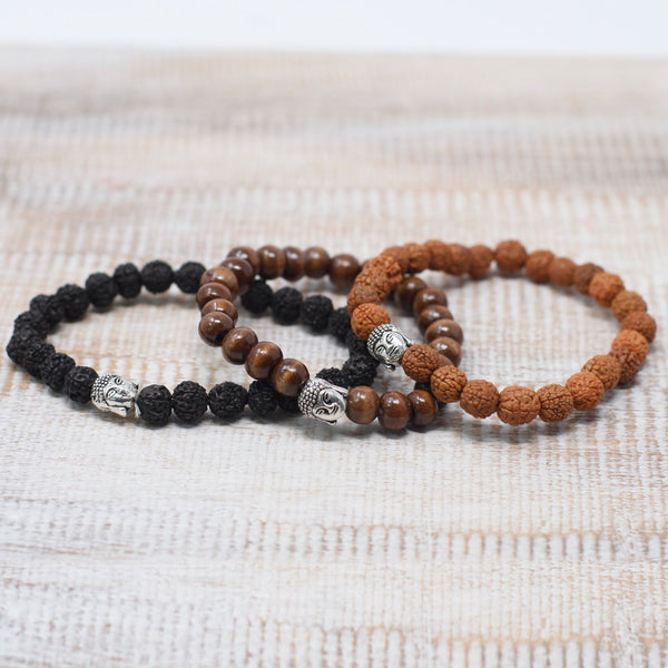 Brown Beads & Buddha Bangle