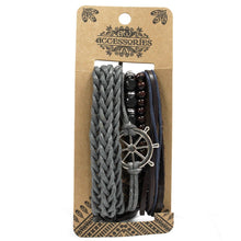 Men's Metal & Leather Bracelet Set