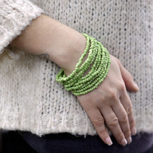 Multi-Bead Bangle with Wooden Clasp - Assorted Colours
