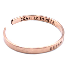 Copper Inspirational Message Bracelet