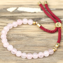 18K Gold Plated Rose Quartz Bordeaux String Bracelet