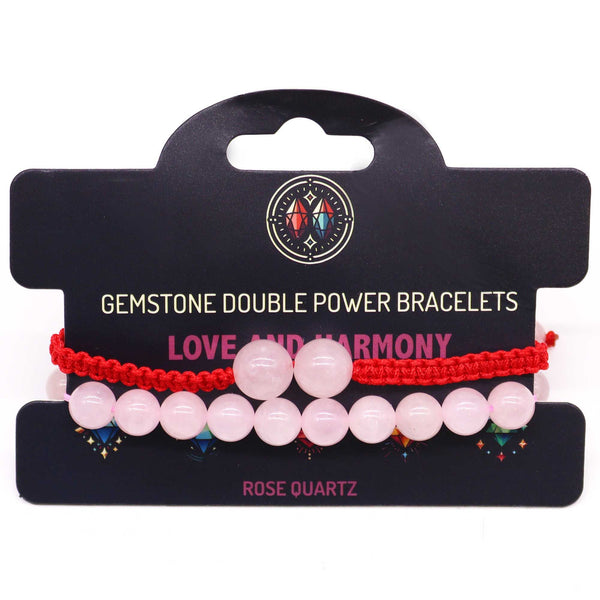 Rose Quartz Gemstone Double Power Bracelet