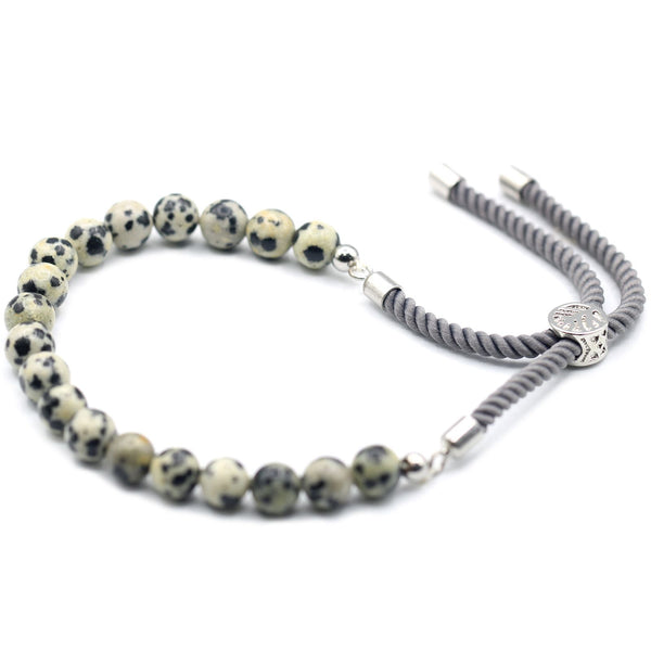 925 Silver Plated Dalmatian Jasper String Bracelet