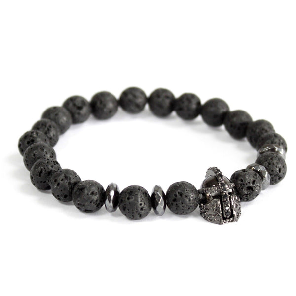 Knight's Helmet Lava Stone Gemstone Bracelet