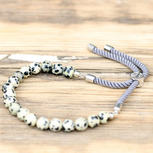 925 Silver Plated Dalmatian Jasper String Bracelet