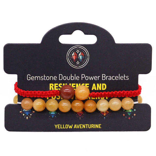 Yellow Aventurine Gemstone Double Power Bracelet