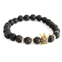 Gold Crown Lava Stone Gemstone Bracelet