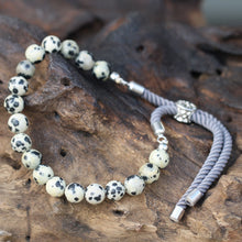 925 Silver Plated Dalmatian Jasper String Bracelet
