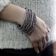 Multi-Bead Bangle with Wooden Clasp - Gold/Bronze