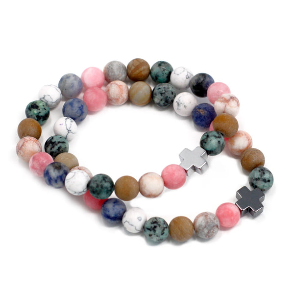 Set of 2 Gemstone Friendship Bracelets - Harmony - Rainbow Gemstones