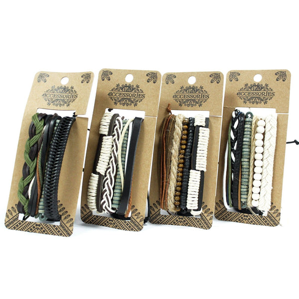 Men's Green & Natural Bracelet Set