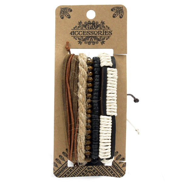 Men's Green & Natural Bracelet Set