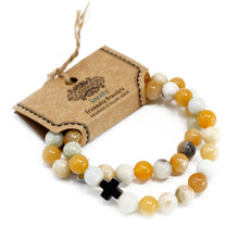 Set of 2 Gemstone Friendship Bracelets - Loyalty - Amazonite & Yellow Jasper