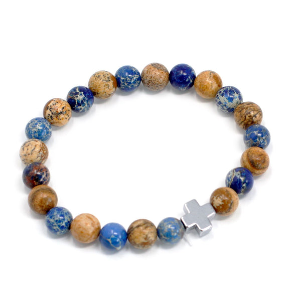 Set of 2 Gemstone Friendship Bracelets - Support - Sodalite & Picture Stone