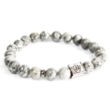 Crown Ingot Grey Agate Gemstone Bracelet