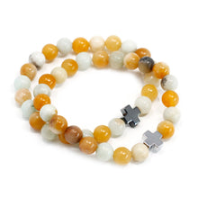 Set of 2 Gemstone Friendship Bracelets - Loyalty - Amazonite & Yellow Jasper