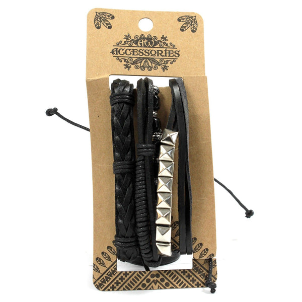 Men's Black & Macho Bracelet Set