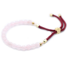 18K Gold Plated Rose Quartz Bordeaux String Bracelet