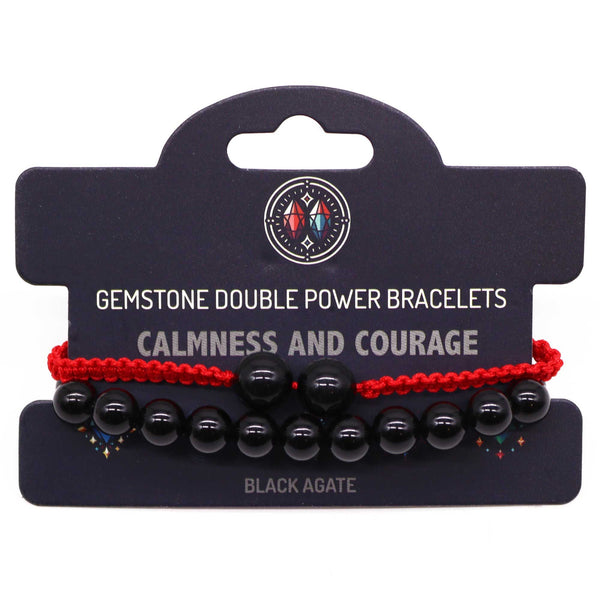 Black Agate Gemstone Double Power Bracelet