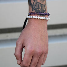 925 Silver Plated White Howlite Navy String Bracelet