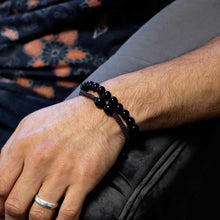 Black Agate Gemstone Double Power Bracelet