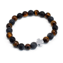 Set of 2 Gemstone Friendship Bracelets - Power - Tiger Eye & Black Stone