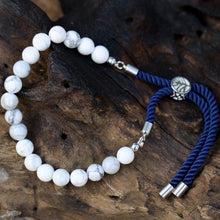 925 Silver Plated White Howlite Navy String Bracelet