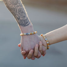 Set of 2 Gemstone Friendship Bracelets - Eternity - Leopard Skin Jasper & Lava Stone