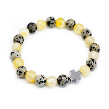 Set of 2 Gemstone Friendship Bracelets - Protection - Dalmatian Jasper & Yellow Agate