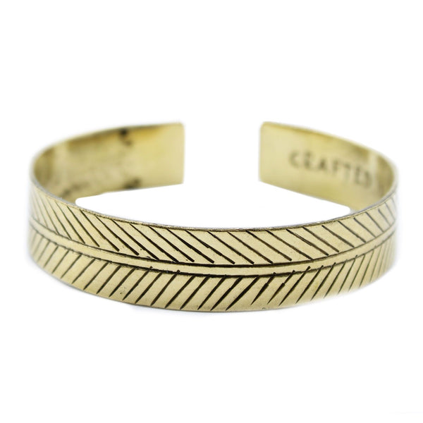Wide Brass Tibetan Tribal Leaf Bracelet