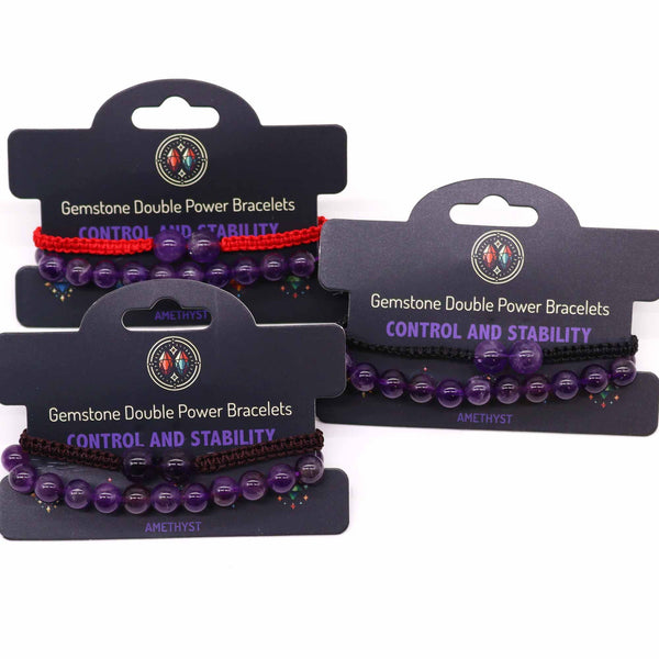 Amethyst Gemstone Double Power Bracelet