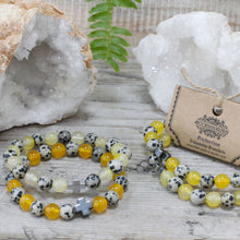 Set of 2 Gemstone Friendship Bracelets - Protection - Dalmatian Jasper & Yellow Agate
