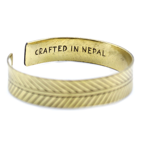 Wide Brass Tibetan Tribal Leaf Bracelet