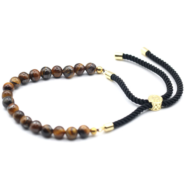 18K Gold Plated Tiger Eye Black String Bracelet