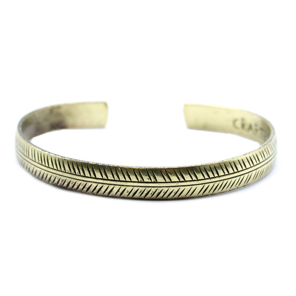 Slim Brass Tibetan Tribal Leaf Bracelet