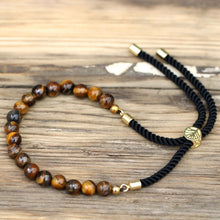 18K Gold Plated Tiger Eye Black String Bracelet