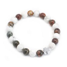 Set of 2 Gemstone Friendship Bracelets - Peace - Picasso Jasper & White Howlite