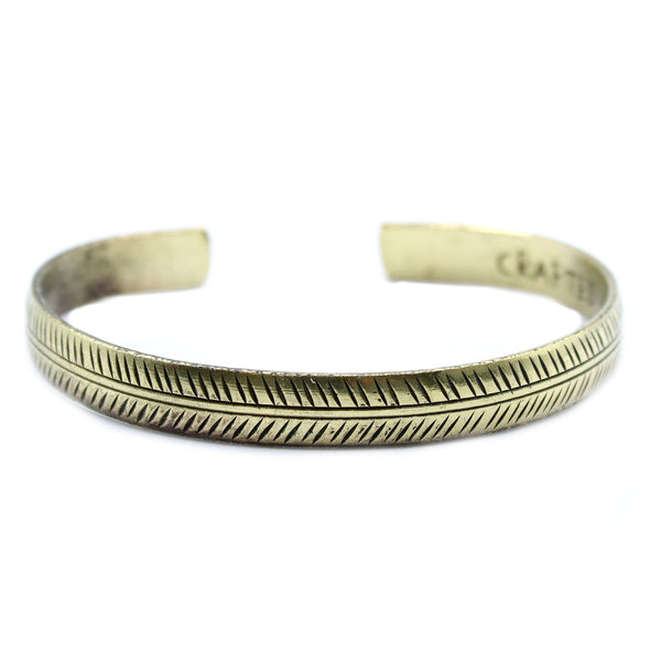 Slim Brass Tibetan Tribal Leaf Bracelet