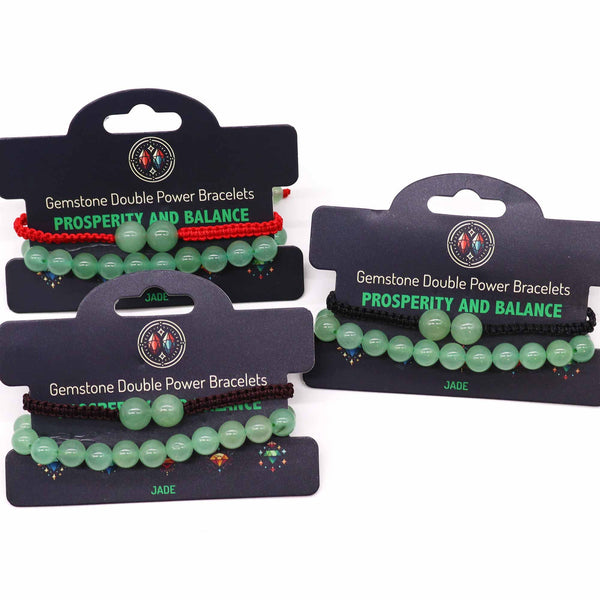 Jade Gemstone Double Power Bracelet