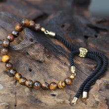 18K Gold Plated Tiger Eye Black String Bracelet
