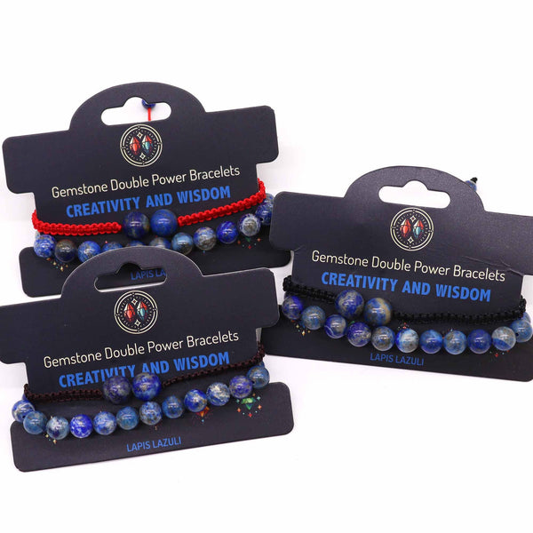 Lapis Lazuli Gemstone Double Power Bracelet